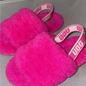 UGG Vibrant Pink Fluffy Sandals